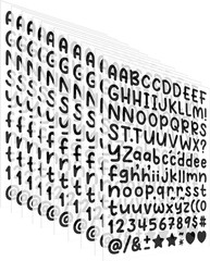 10 Sheets 0.5 Inch Vinyl Letter Stickers, 1120 Alphabet and Number Stickers for
