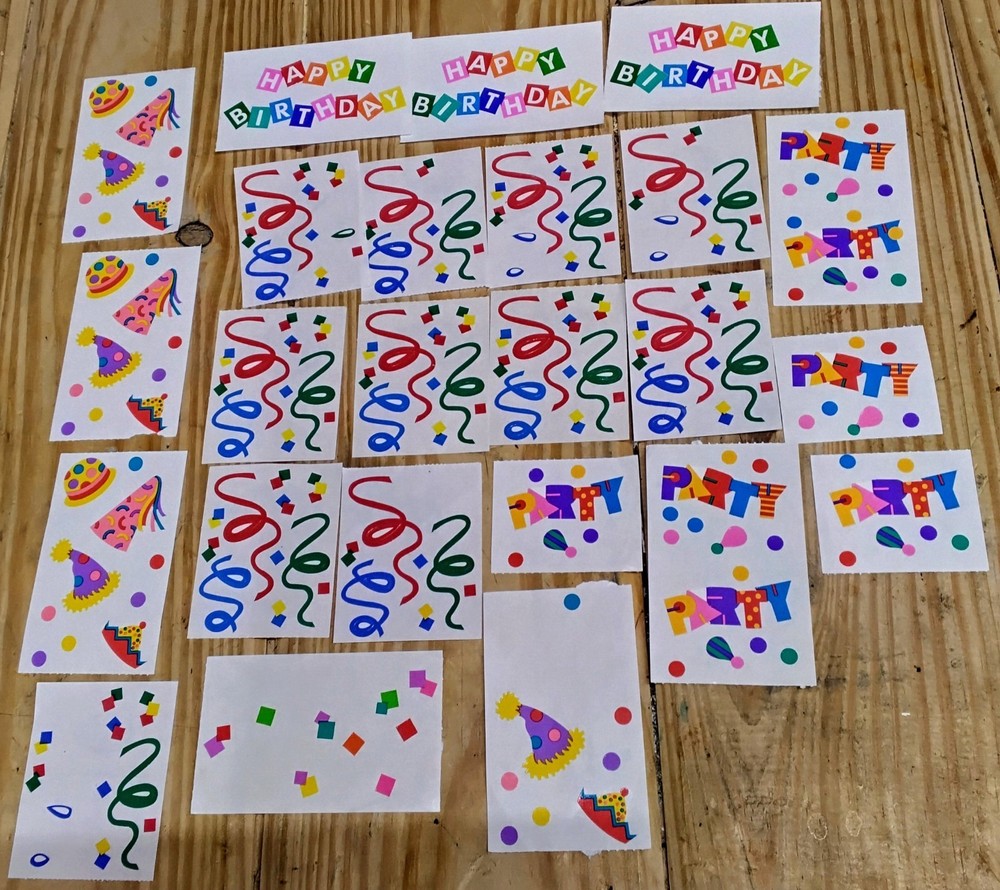Mrs. Grossman’s VTG Stickers Birthday Party Swirls Hats (Creative Memories)