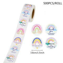 500pcs 1.5in Rainbow Sticker Thank You Print Wedding / Birthday Gift Wrap Decor