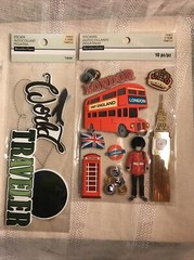 3D Scrapbook Stickers (2) World Traveler & London England NEW Paper craft DIY