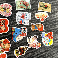 Valentine’s Stickers 50 Pack Retro VIntage Style Cute Heart Junk Journal New