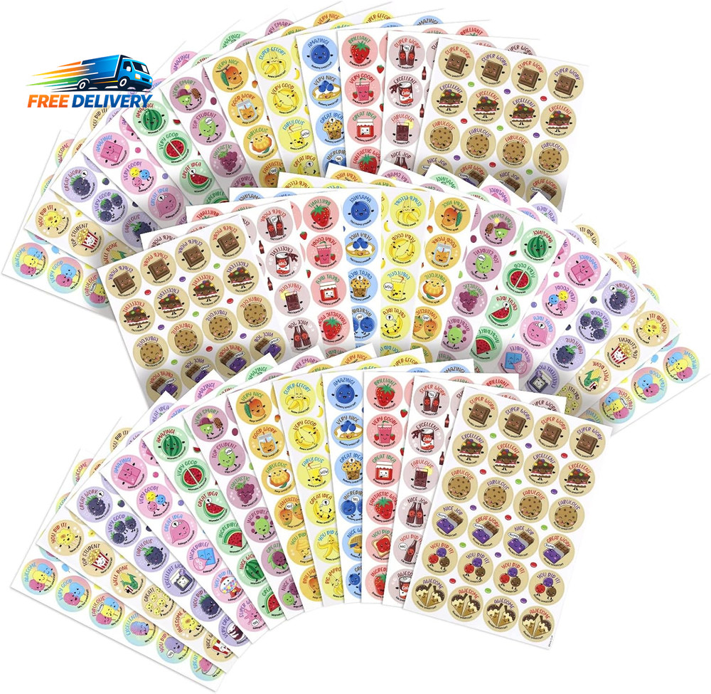 Scratch and Sniff Stickers – 864 Pieces, 12 Different Scents, 36 Sheets – Reward