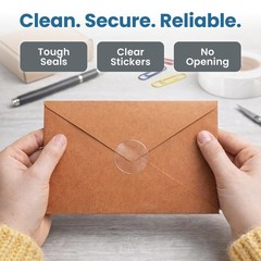 Circle Clear Stickers, Clear Dot 1.5 in 500/Roll Round Wafer Envelope Seals