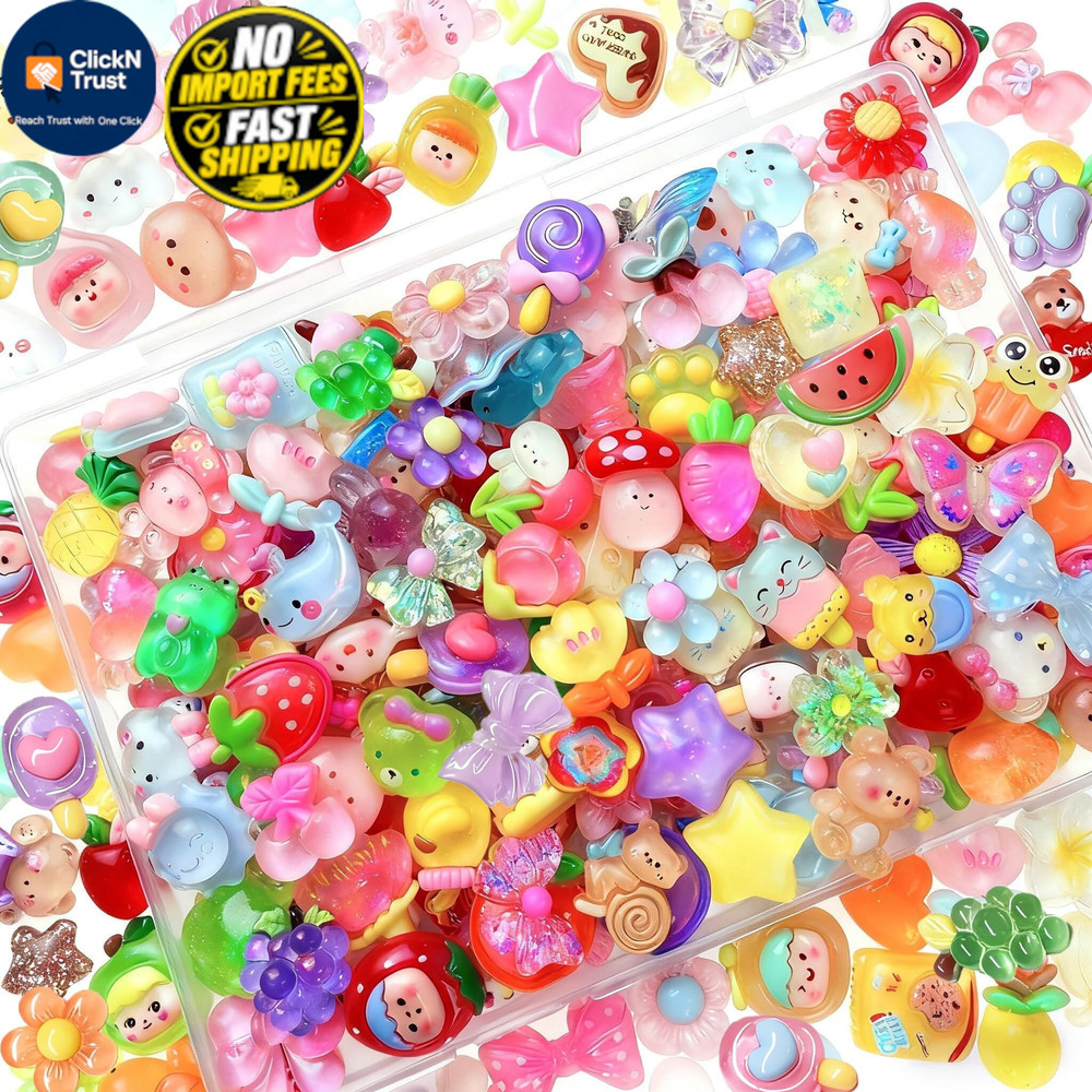 120PCS Mixed Colors Slime Charms Cute 0.6 inch to 1 inch,