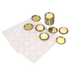 40 Set Bottle Caps for Crafts, Caps with Epoxy Stickers, Gold Tone