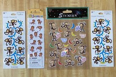 MONKEY Sticker LOT OF 4 Sheets Fuzzy Sandylion Hallmark & Nicole Crafts 🐒