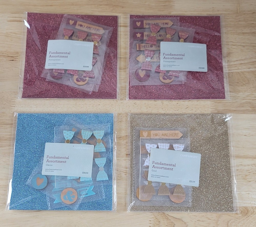 CMTH FUNDAMENTAL ASSORTMENT Embellishments Lot of 4 Red-Blues-Gold