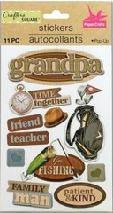Family Grandpa Together Patient Kind Fishing Golf Love Crafter’s Square Stickers
