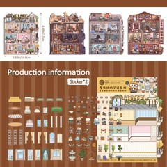 Girls 3D Miniature Scene Stickers DIY House Sticker for Adult Kids Relief Stress