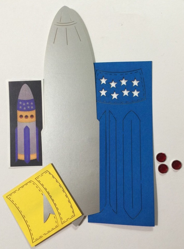 SPACE ROCKET Laser Die-Cuts(9pc) Deluxe Cuts•Space Camp•Gravity Moon•Outerspace