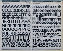 Mecanorma Dry Transfer Lettering A3 Black, Fonts #194 Benquiat Gothic 20mm