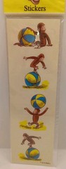 Vtg. NIP Mrs.Grossmans Curious George Sticker Strips 3pc. Lot Rare Red Header