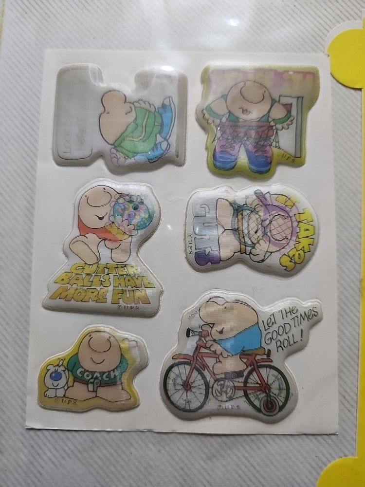 Vintage Holographic Hologram Sports Ziggy American Greetings Puffy Stickers Wow