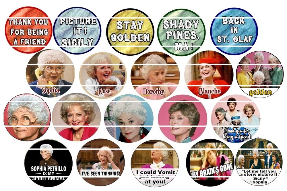 Bottle Cap Images (25mm) 1″ Precut ~ Classic Golden Girls inspired