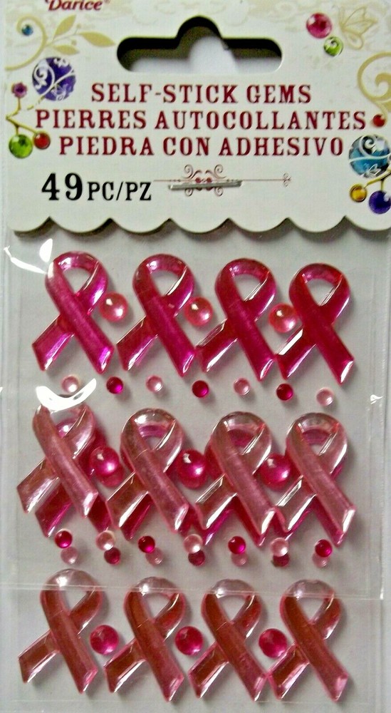 Clearance Awareness Ribbon Self-Stick Gems Embellishments 49 Pcs Darice NIP