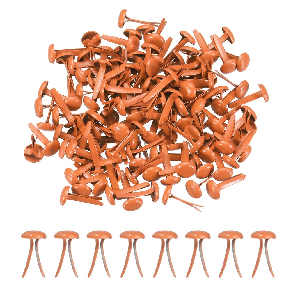 250Pcs Brads Paper Fasteners, 4.5×8 mm Metal Round Head Split Pins, Orange