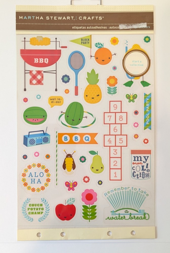 Martha Stewart Summer Camp Vacation BBQ Pool Party Clear Flat Scrapbook Stickers