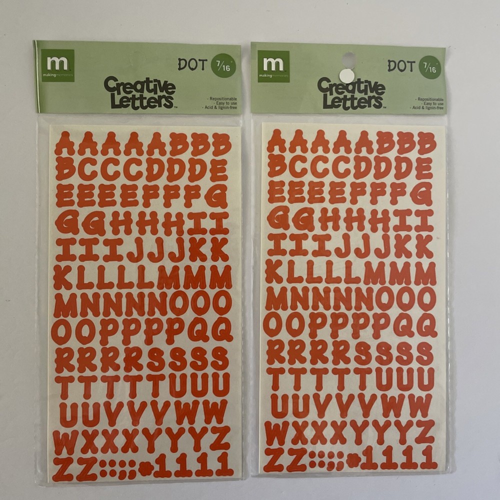 Lot of 2 Making Memories 7/16” Dot Orange Creative Letters Alphabet Stickers