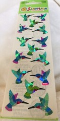 NEW Vintage Sandylion Stickers Foil Glitter Hummingbird Bird ￼Scrapbooking