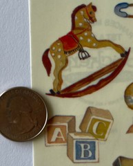 BABY THINGS Mylar Stickers (6pc)Frances Meyer•Rocking Horse •Rattle•Blocks•Pins