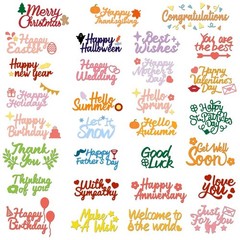 78pcs Holiday Word Die Cuts for Card Making, Birthday & Wedding Stencils, DIY Sc