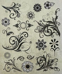 FLORAL SWIRL Glitter Stickers (17pc)Garden•Blooming•Leaves •Circles•Card Making•