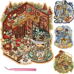 4 Sets Large 3D Scene Stickers for Miniature Room – Oil Painting Style