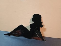 Vintage Stickers MUD FLAP GIRL Glossy Foil Vending Sticker VTG PVI Black 01