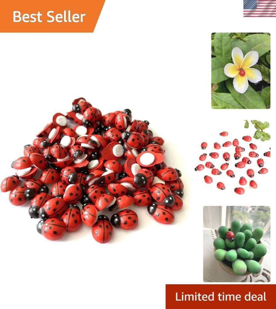 Enchanting 100 Mini Ladybug Stickers – Wooden, Self-Adhesive Garden Accents