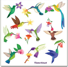 Violette Stickers Colorful Hummingbirds Flowers Crafts Planner Supply