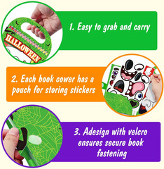 Halloween Make-a-Face Sticker Books 3-Pack,Halloween Toys Activity Pad for Kids