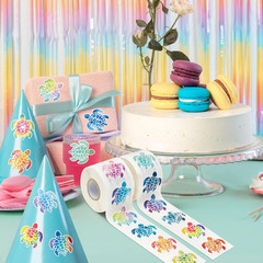 Spring Sea Turtle Sticker – 1000Pcs in 2 Rolls with 16 Patterns Cute Colorful Tu