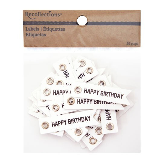 RECOLLECTIONS Craft-It Eyelet Labels – HAPPY BIRTHDAY – 50 pcs