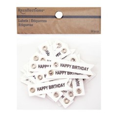 RECOLLECTIONS Craft-It Eyelet Labels – HAPPY BIRTHDAY – 50 pcs