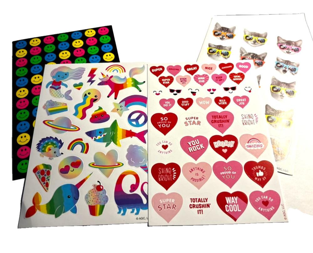 Assorted Colorful Stickers Standard Glossy 4 Sheets by American Greeting