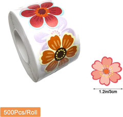 500 Pcs Floral Shape Stickers Roll 1.2 Inch Waterproof Self-Adhesive Labels