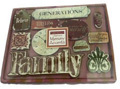 PORTAFOLI Chipboard Memory Accents Generations – Peach Stickers (New)