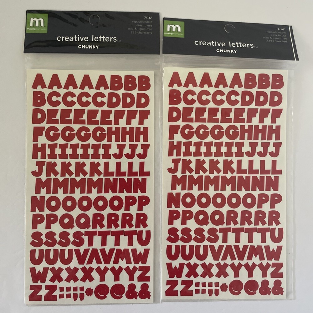 Lot 2 Making Memories 7/16” Chunky Red Wagon Creative Letters Alphabet Stickers