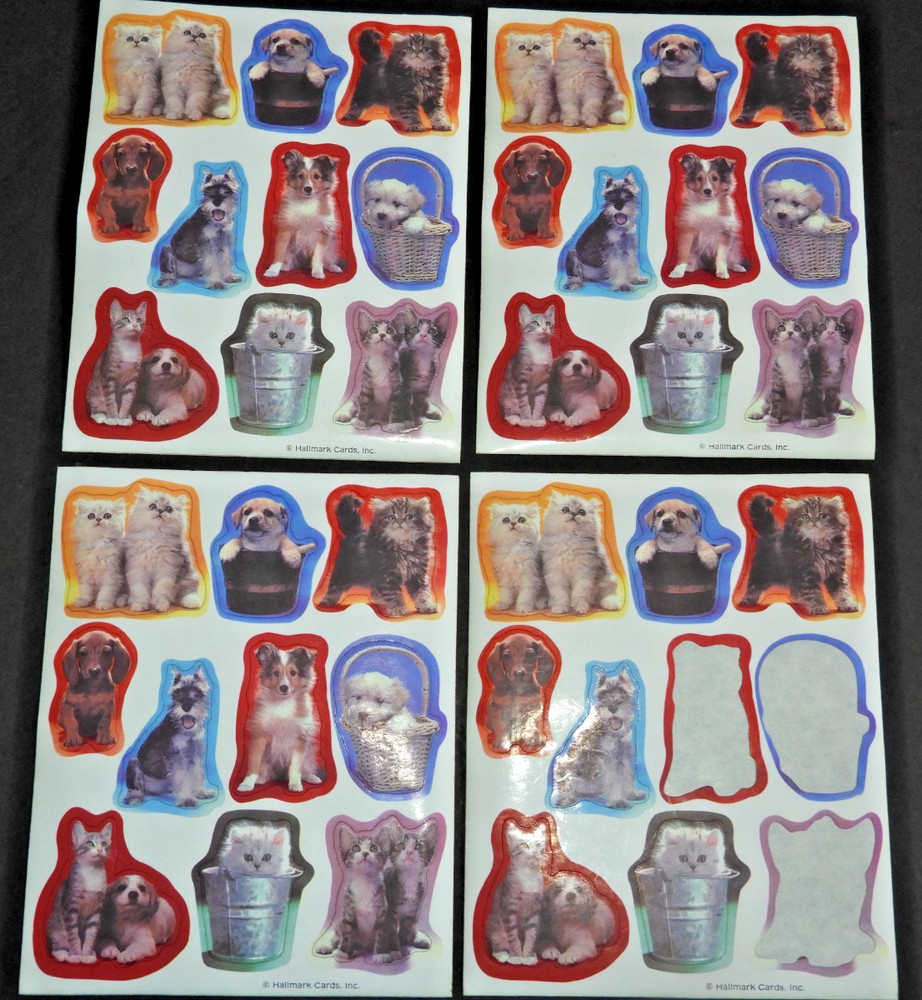 Vintage Hallmark Stickers Puppies Kittens Dogs Cats READ