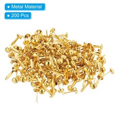 200 PCS Paper Brass Fasteners Split Pins Pastel Mini, Gold, 5 x 9 mm