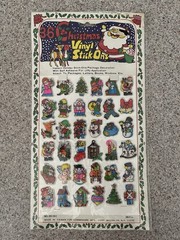36 CHRISTMAS VINYL STICK ONS Vintage 1980’s Puffy Stickers Bradford Novelty MX0