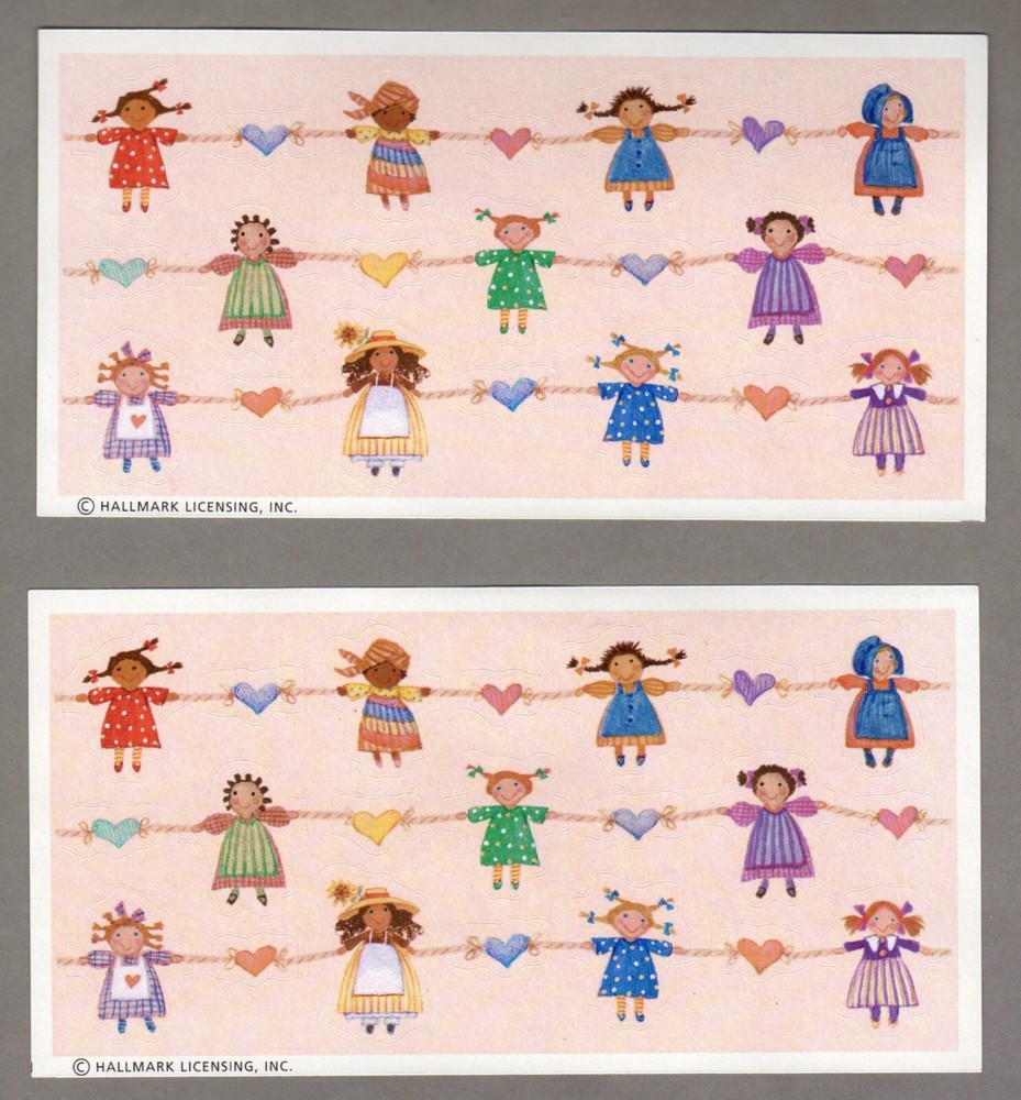 Vintage Dolls & Hearts Stickers, Hallmark Total of 42, Heartline Scrapbooking