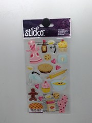 Sticko Stickers BAKING Apron, Mixer, Rolling Pin Pie Flour Cupcake 23 Pieces