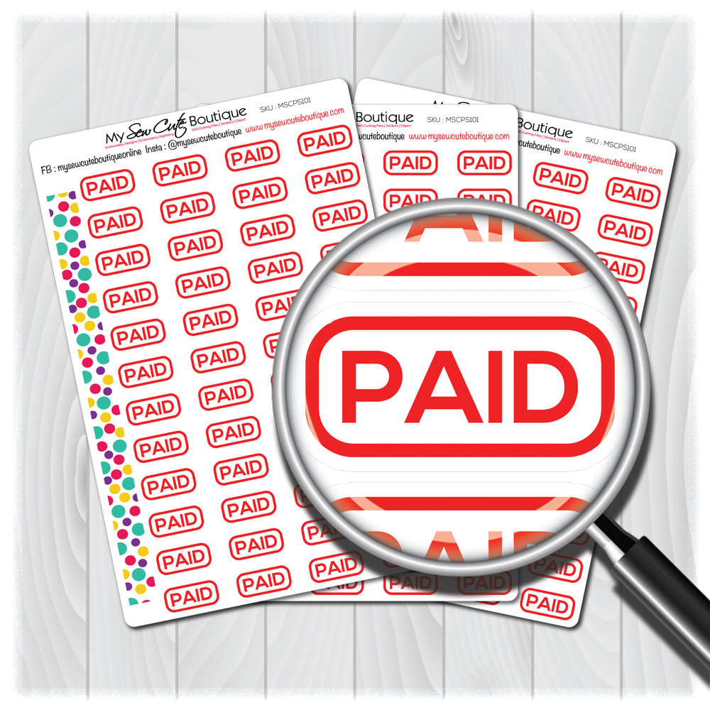Paid Planner Stickers for Diary Calendars, Journals and Scrapbooking