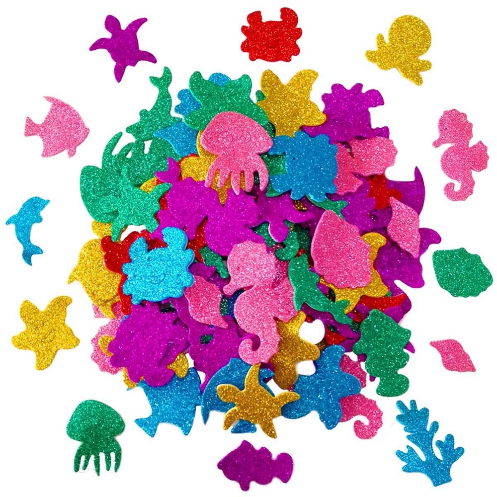 Glitter Foam Sea Animal Stickers Self Adhesive Craft DIY Scrapbook 100PCS