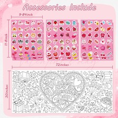 Valentines Day Gift crafts for kids toddler Stickers with Coloring Tablecloth
