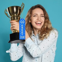50 PCS Great Job Award Ribbons 8 x 2 Inches Achievement Bulk Event Card Rope