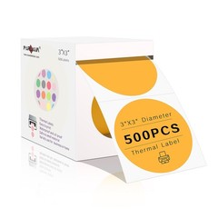 3 Inch Round Thermal Stickers, Self-Adhesive Circle Direct Thermal Labels, 50…