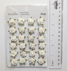 White Mini Roses Paper Flowers Scrapbooking Embellishments By Recollections