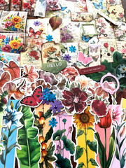 #702 – FLORAL BUTTERFLY – 15 PIECES – SCRAPBOOK JUNK JOURNAL SUPPLIES/KIT / LOT